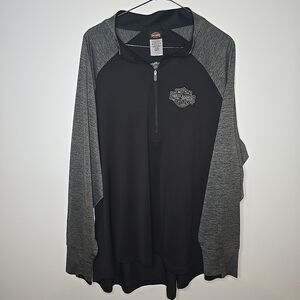Harley-Davidson Black and Gray Quarter-Zip Pullover
